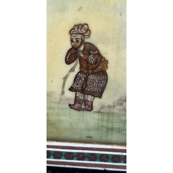 Handmade Painting Micro Mosaic Indo Persian Moorish Art Inlaid Wood Marquetry - Picture 2 of 6